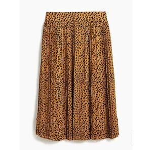 NWT J. CREW Factory Pleated Midi Skirt Spotted Animal Print Amber Navy Size  8